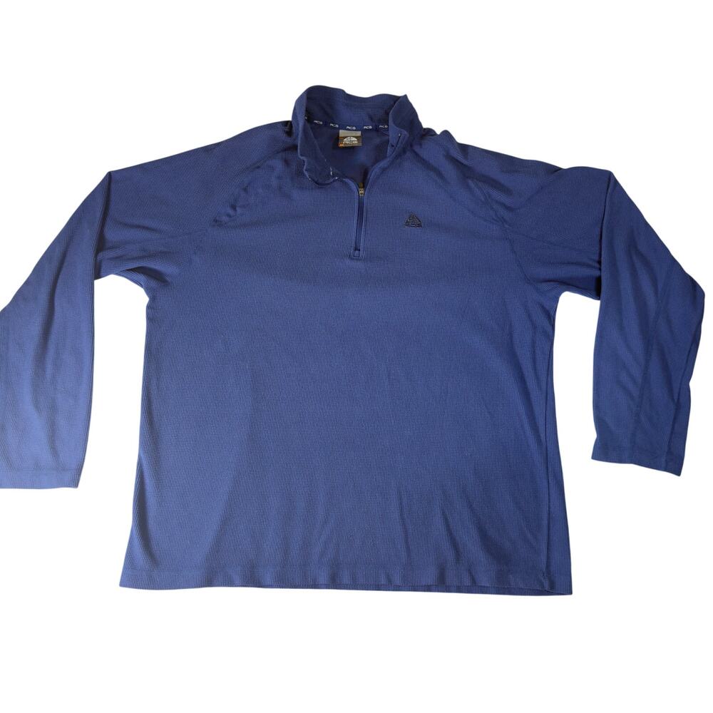 Nike ACG Men Quarter Zip Pullover Blue Size L Outdoor Dri-Fit Performance Shirt